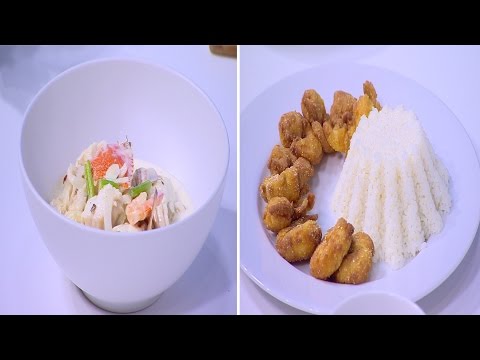 شوربة سي فوود بالكابوريا و الكريمة  جمبري مقلي بدقيق الذرة