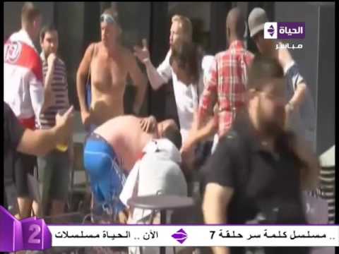 اقوي ضربة لـ مشجع في أحداث الشغب بين المشجعين الإنكليز والروس