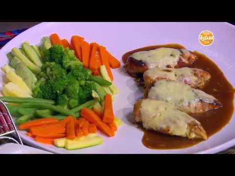 طريقة عمل فيليه صدور الدجاج بصوص الباربيكيو والجبن