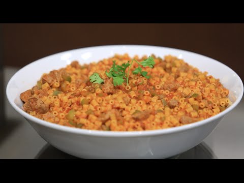 بالفيديو طريقة عمل مكرونة محمرة باللحمة