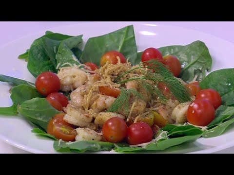 بالفيديو طريقة عمل ومقادير سلطة السبانخ بالجمبري