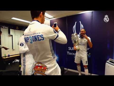 بالفيديو احتفالات ريال مدريد في كأس السوبر الأوروبي من غرفة الملابسبالفيديو احتفالات ريال مدريد في كأس السوبر الأوروبي من غرفة الملابس