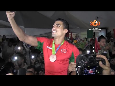 شاهد كيف تم استقبال البطل الأولمبي محمد ربيعي