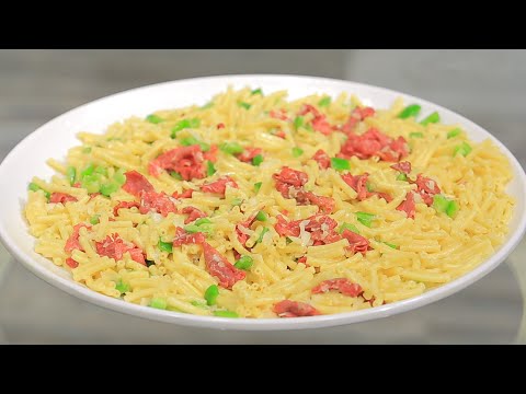 طريقة عمل مكرونة بالبسطرمة