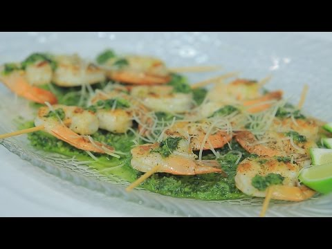 طريقة عمل شيش جمبري بصوص البيستو