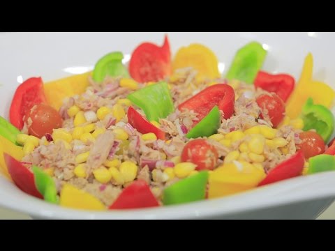 طريقة عمل ومقادير سلطة تونة بالذرة