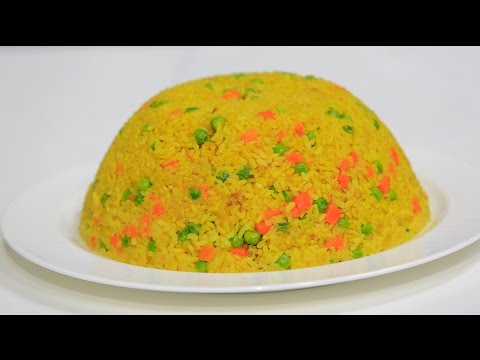 طريقة عمل أرز أصفر بالبسلة و الجزر