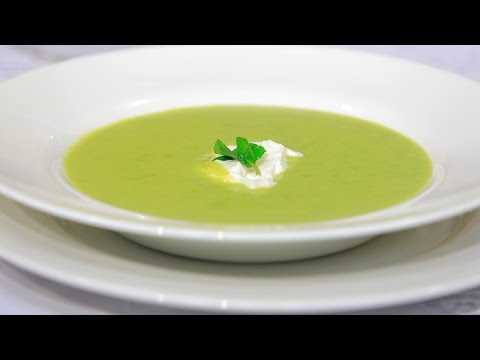 طريقة عمل ومقادير شوربة الكوسة اللايت بالبسلة و النعناع