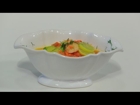 بالفيديو طريقة عمل ومقادير شوربة جمبري باللسان عصفور والخضار