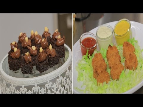 بالفيديو طريقة عمل ومقادير بسبوسة بالشوكولاتة و البندق  ناغتس أشكال للاطفال