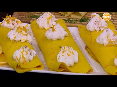 طريقة عمل ومقادير كريب بحشوة تشيز كيك برتقال