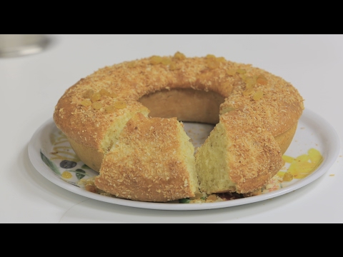 بالفيديو طريقة إعداد ومقادير كيكة جوز هند و زبيب