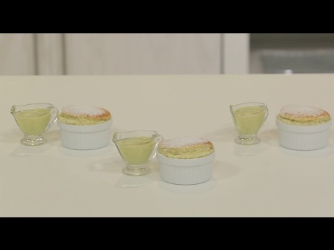 طريقة إعداد سوفليه الفستق مع صوص كريم انجليز بالفستق