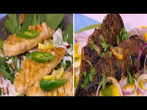 بالفيديو طريقة إعداد ومقادير سمك حار مع سلطة برتقال  دجاج بالجبنة الريكفورد