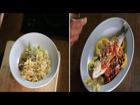 شاهد طريقة إعداد سمك بوري مقلي  باستا بالزعتر