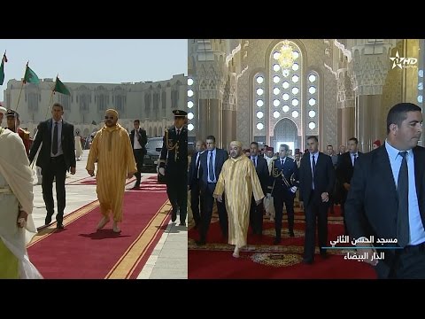 شاهد لحظة وصول الملك محمد السادس إلى مسجد الحسن الثاني في الدار البيضاء