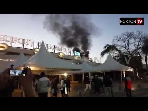 شاهد حريق في ميناء الملك محمد السادس الجوي