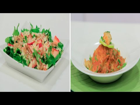 طريقة عمل سمك بالكاري وسلطة سبانخ و فراولة