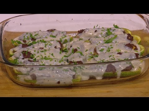 بالفيديو طريقة إعداد ومقادير قوارب كوسة محشية بالبشاميل دايت