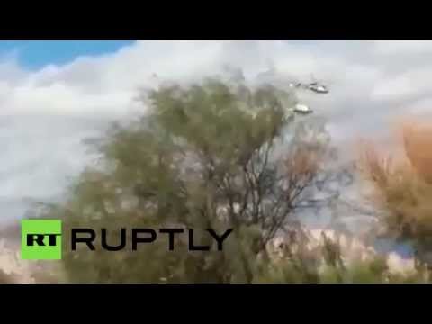 شاهد لحظة اصطدام مروحيتين في الأرجنتين