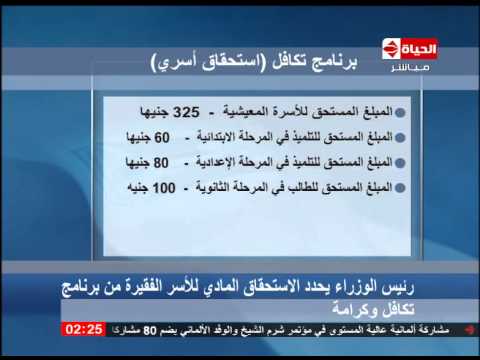 محلب يحدد الاستحقاق المادي للأسرة الفقيرة