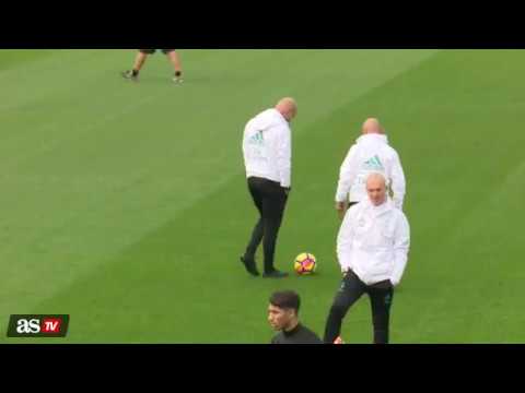 شاهد مهارات زيدان تقف أمام ذكاء مساعده في تدريبات ريال مدريد