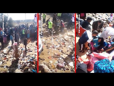بالفيديو  لحظة انتشال جثة إحدى ضحايا حادث الصويرة