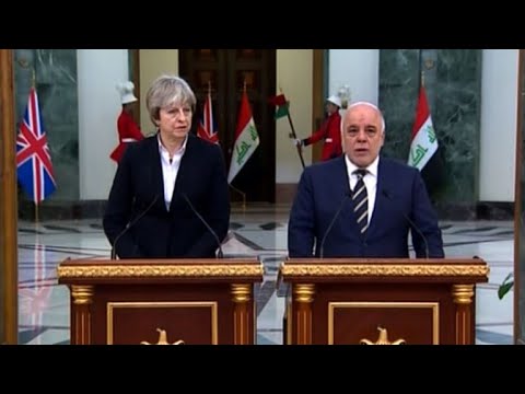 شاهد تيريزا ماي تصل إلى بغداد