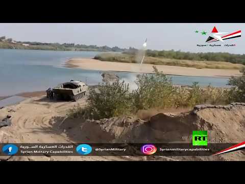 شاهد الجيش السوري يستخدم قذائف تجر الحبال إلى الضفة الأخرى من الفرات