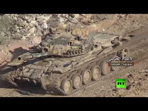 شاهد الجيش السوري يواصل عملياته حول حرستا