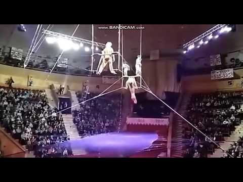 شاهد لحظة سقوط لاعبة غمباز أثناء قفزة مركبة