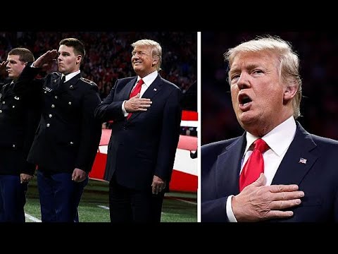 شاهد الرئيس ترامب ينسى كلمات النشيد الوطني الأميركي