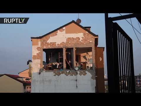 شاهد لحظة تحطم سقف مبنى جراء انفجار في مدينة إيطالية