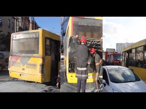 شاهد حرق باص كبير في الدار البيضاء