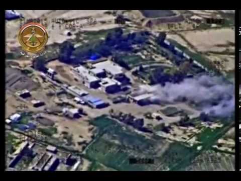 لحظة قصف سيارات تحمل عناصر داعش