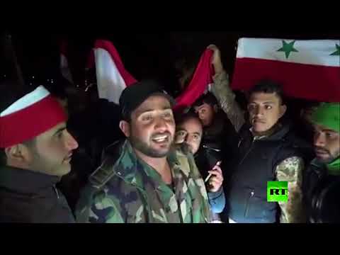 أهالي عفرين يستقبلون القوات الموالية للجيش السوري