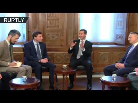 شاهد الرئيس الأسد يستقبل وفدًا من البرلمان الروسي