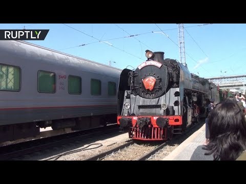 شاهد استقبال حافل لقطار النصر التاريخيفي مدينة روستوف في نهاية رحلته