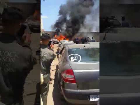 اندلاع حريق هائل داخل باركينغ للسيارات في الدار البيضاء