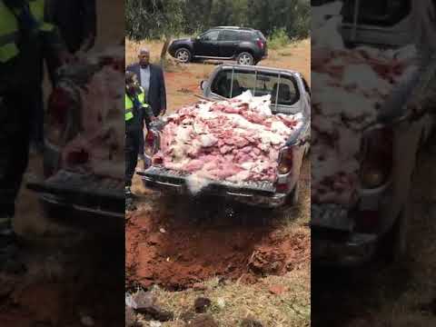 شاهد  دفن كميات من اللحوم الفاسدة في عين عتيق