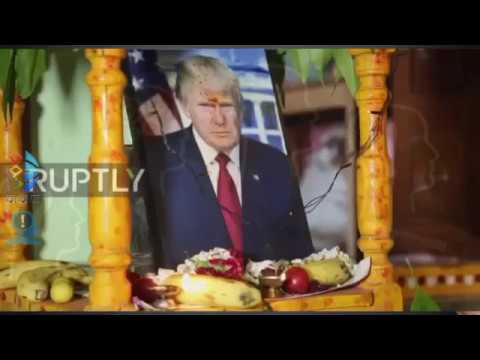 شاهد بَدء عبادة دونالد ترامب كإله في الهند بعد الجرذان والبقر