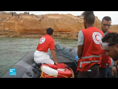 شاهد الهلال الأحمر الليبي ينتشل جثث المهاجرين الغرقى في المتوسط