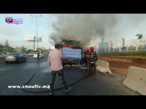 شاهد النيران تشتعل في حافلة للركاب في الدار البيضاء