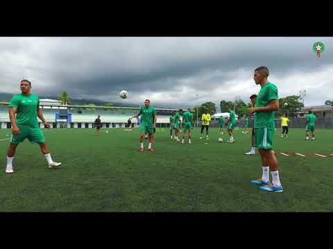 شاهد  آخر حصة تدريبية للمنتخب المغربي قبل مباراة جزر القمر