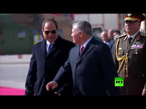 مراسم استقبال الرئيس المصري في الأردن