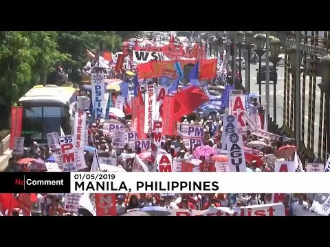شاهد عمال فلبينيون يطالبون الحكومة بتحسين أوضاع العمل