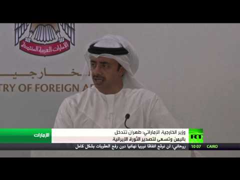بالفيديو عبد الله بن زايد يتهم طهران بالتدخل في اليمن