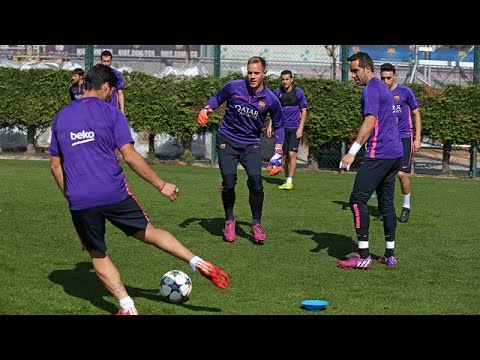 بالفيديو برشلونة يؤدى تدريبه الأخير قبل السفر لمواجهة سان جيرمان