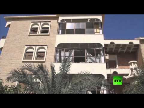 فيديو آثار الانفجار أمام سفارة المغرب لدى ليبيا