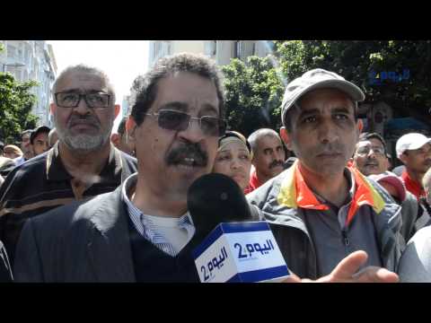 فيديو تنظيم مسيرة للنقابات في الدار البيضاء